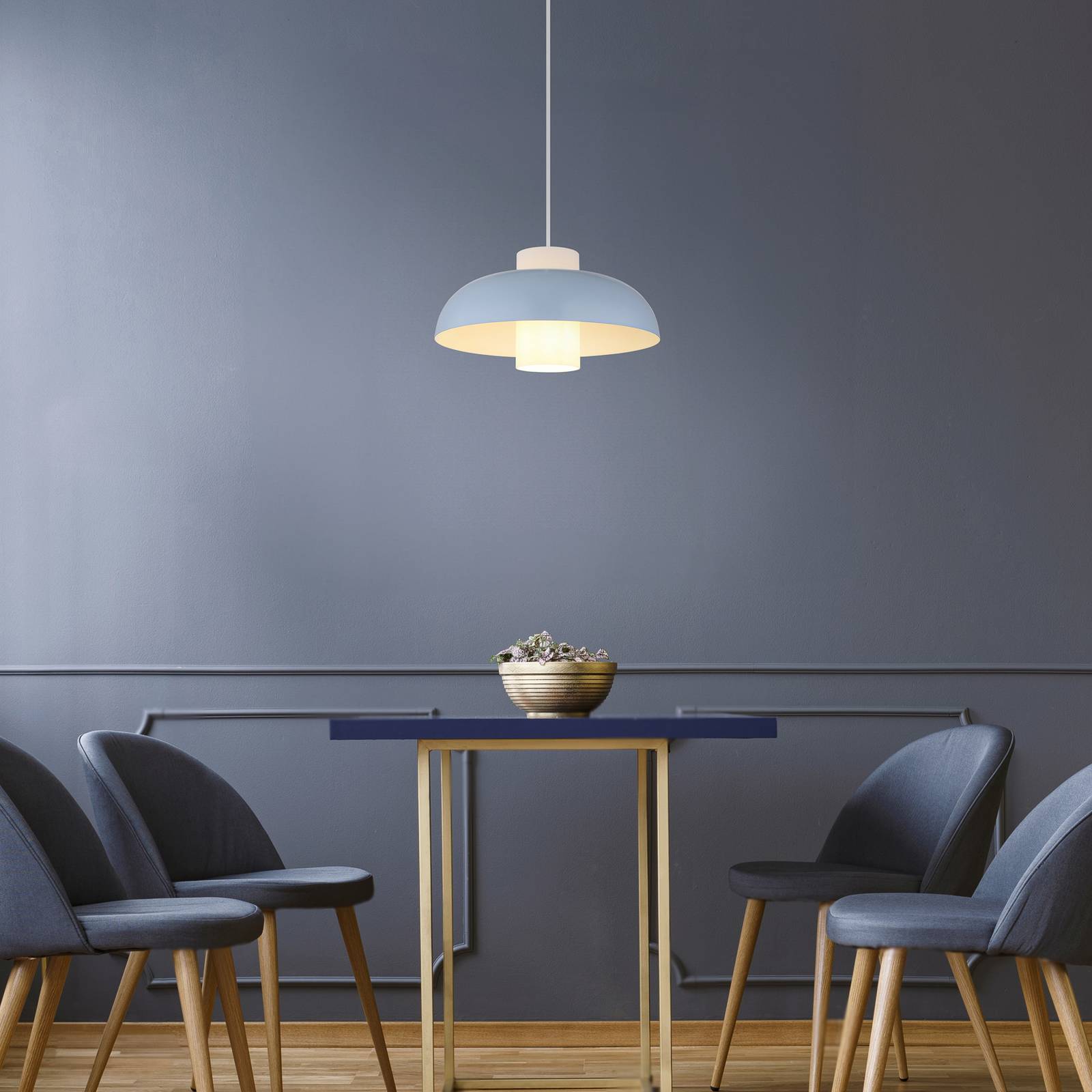 Globo Lampa wisząca Lowe, możliwość ściemniania, niebieski, salon / jadalnia, metal, nowoczesny