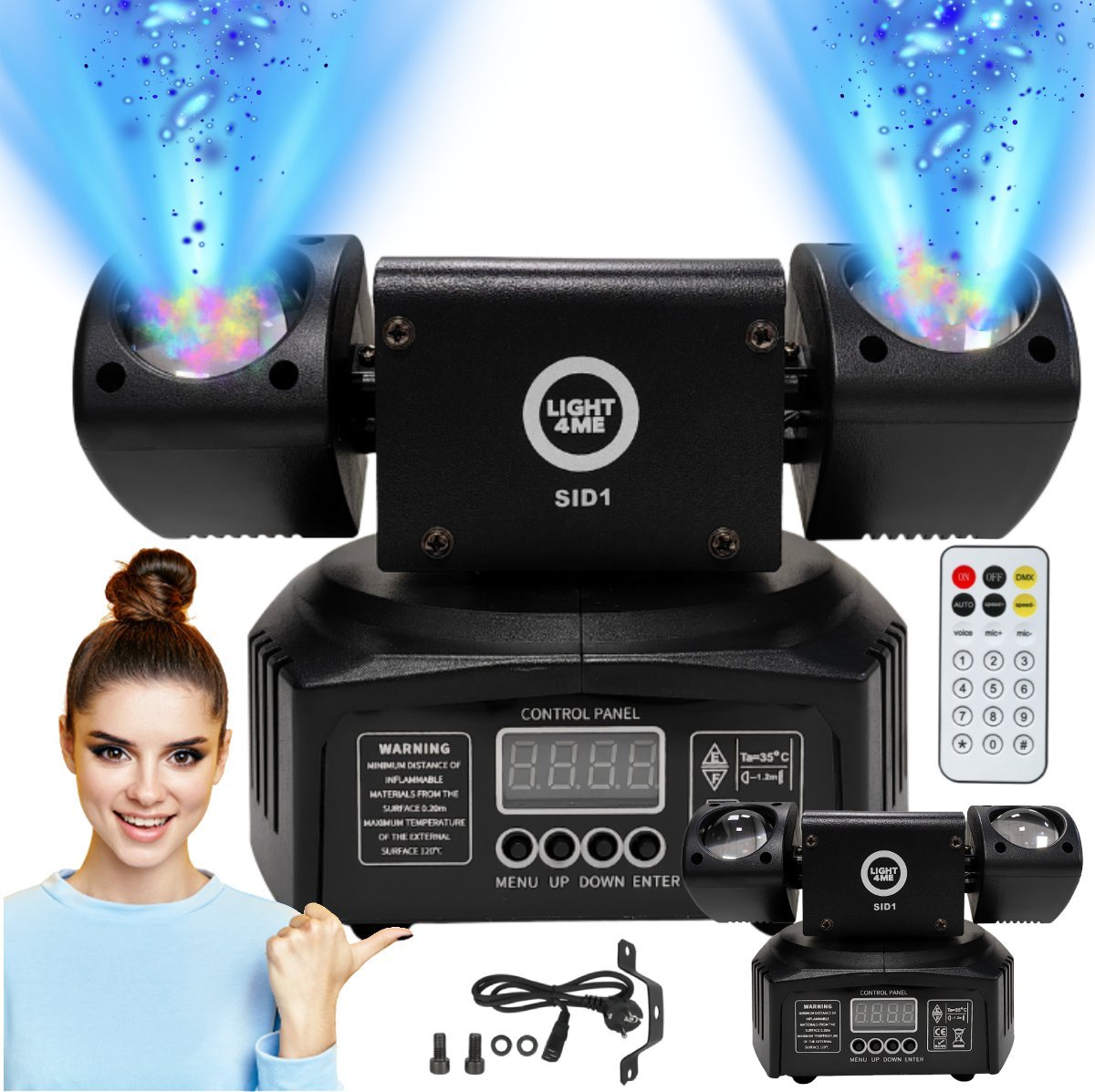 LIGHT4ME SID1 multiefekt świetlny LED 4w1 RGBWA efekt beam 2x laser R/G