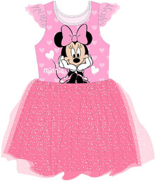 Różowe sukienka dla dziewczynki z tiulowym dołem Myszka Minnie