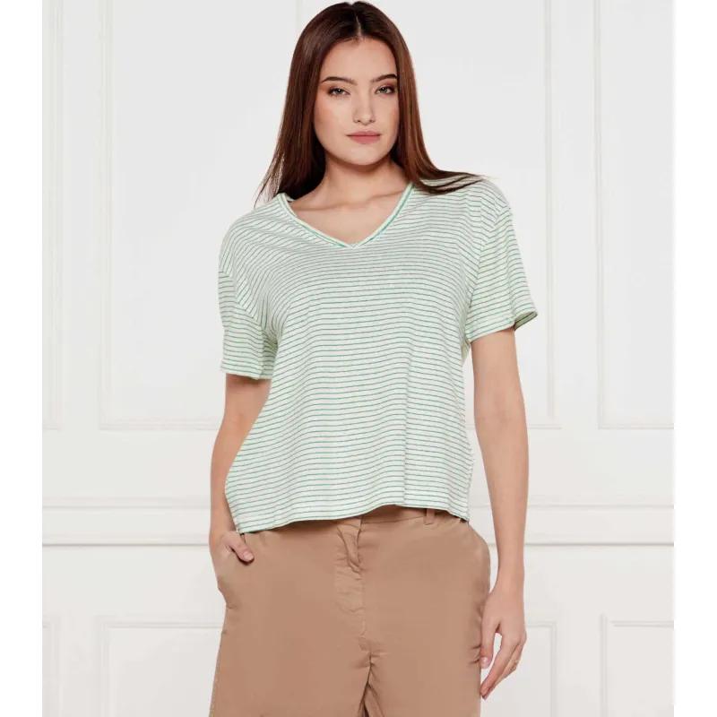 Tommy Hilfiger T-shirt Loose fit z dodatkiem lnu