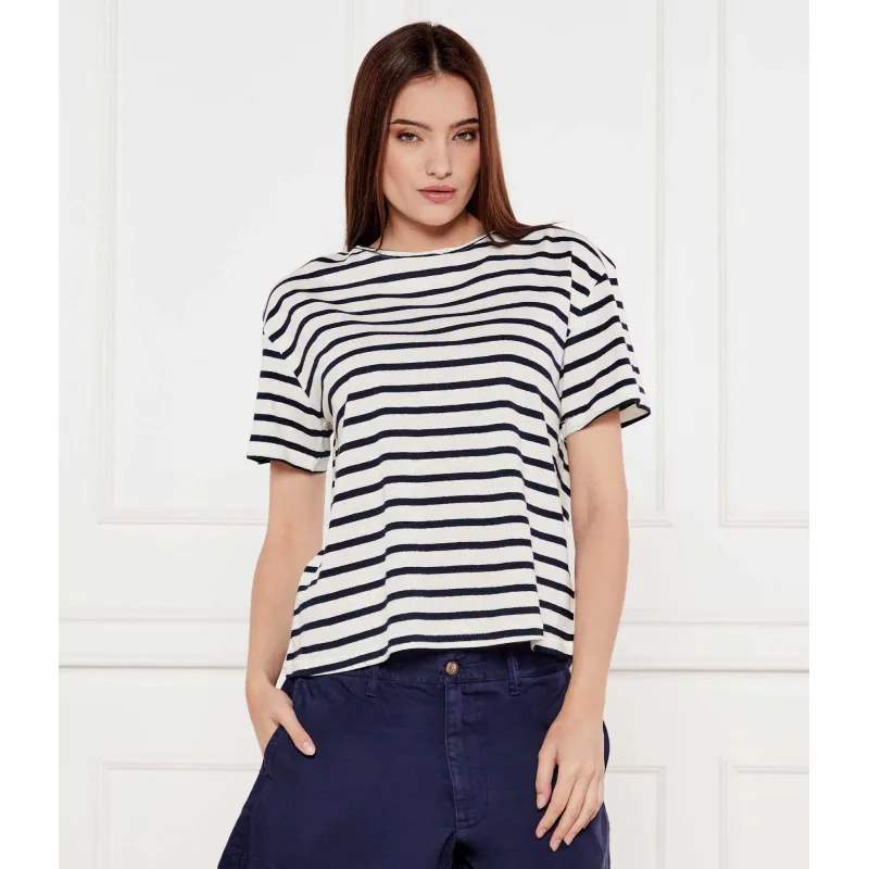 Tommy Hilfiger T-shirt Loose fit z dodatkiem lnu