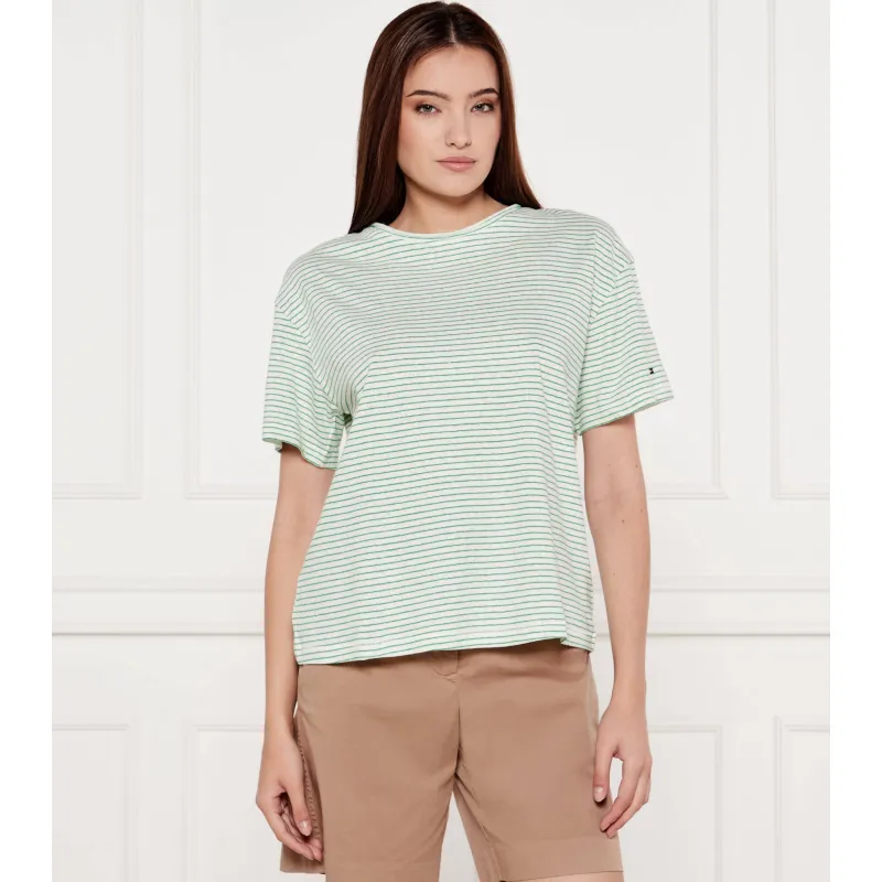 Tommy Hilfiger T-shirt Loose fit z dodatkiem lnu