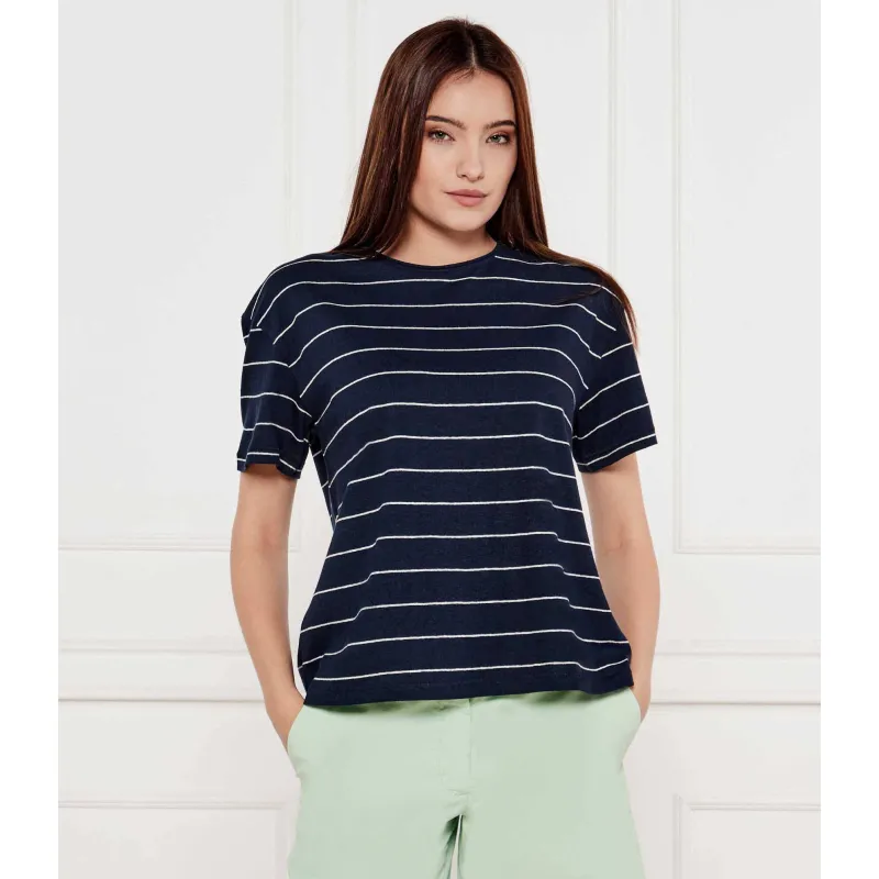 Tommy Hilfiger T-shirt Loose fit z dodatkiem lnu