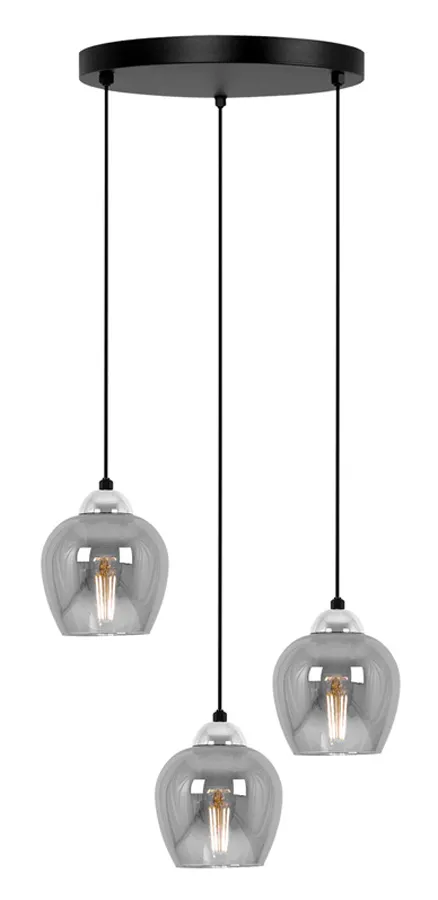 Lampa okrąg z kloszami ze szkła szara T2-S42