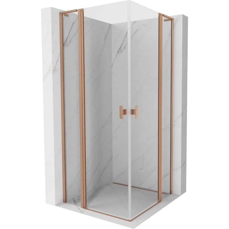 Mexen Mist L Duo kabina prysznicowa uchylna 90 x 90 cm, transparent, miedź szczotkowana - 8A4L-090-090-65-00