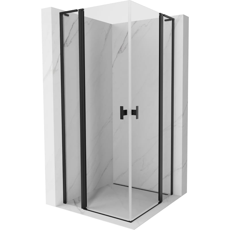 Mexen Mist L Duo kabina prysznicowa uchylna 90 x 90 cm, transparent, czarna - 8A4L-090-090-70-00