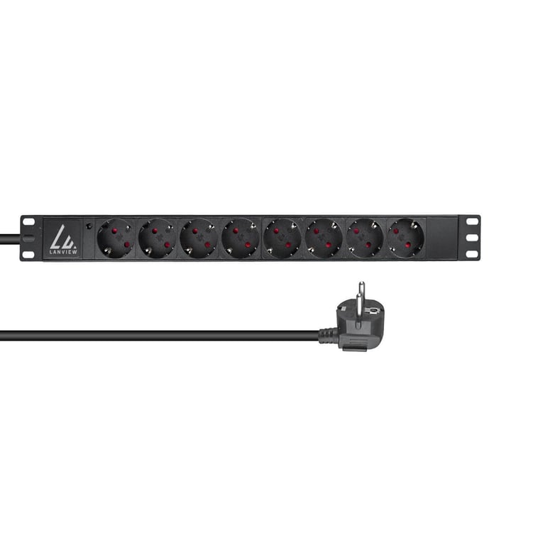 Lanview LVR-2MSCH-LIC-SCH8 rozdzielacz zasilania PDU 8 x gniazdo sieciowe 1U Czarny