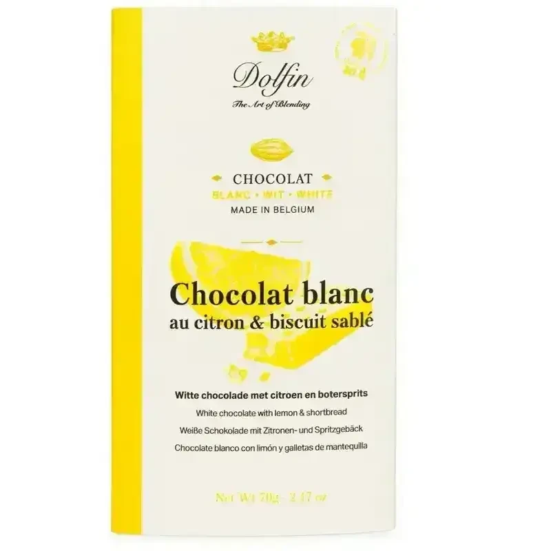 Czekolada Dolfin Blanc z cytryną i ciasteczkami 70g