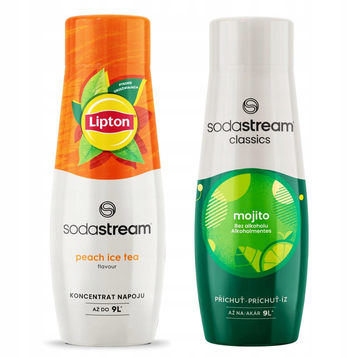 2x Syrop Sodastream Lipton Ice Tea Peach Brzoskwinia + Mojito do Saturatora
