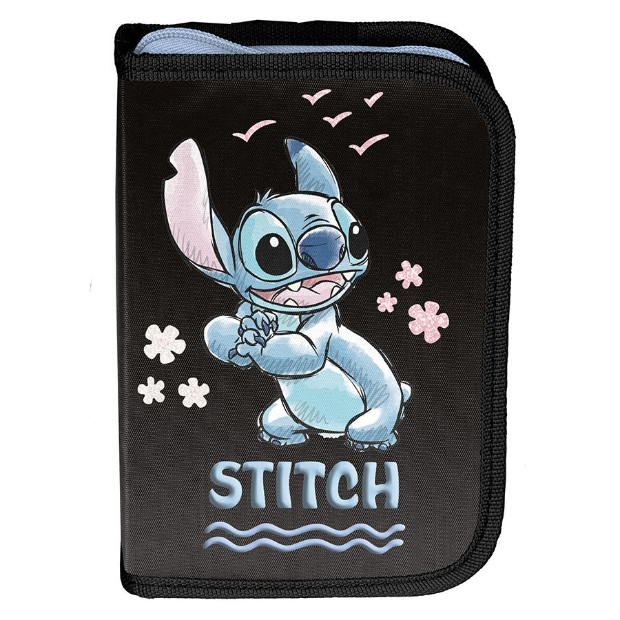 Piórnik jednokomorowy bez wyposażenia czarny Stitch, Paso