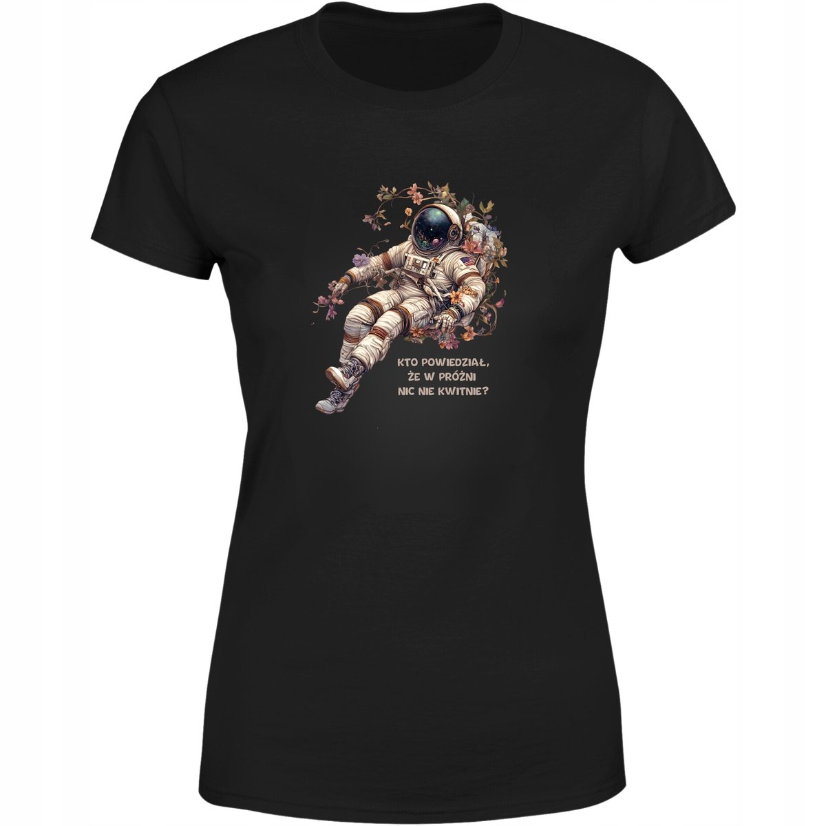 Koszulka damska Astronauta w próżni w Kwiatach unikalna artystyczna cytat