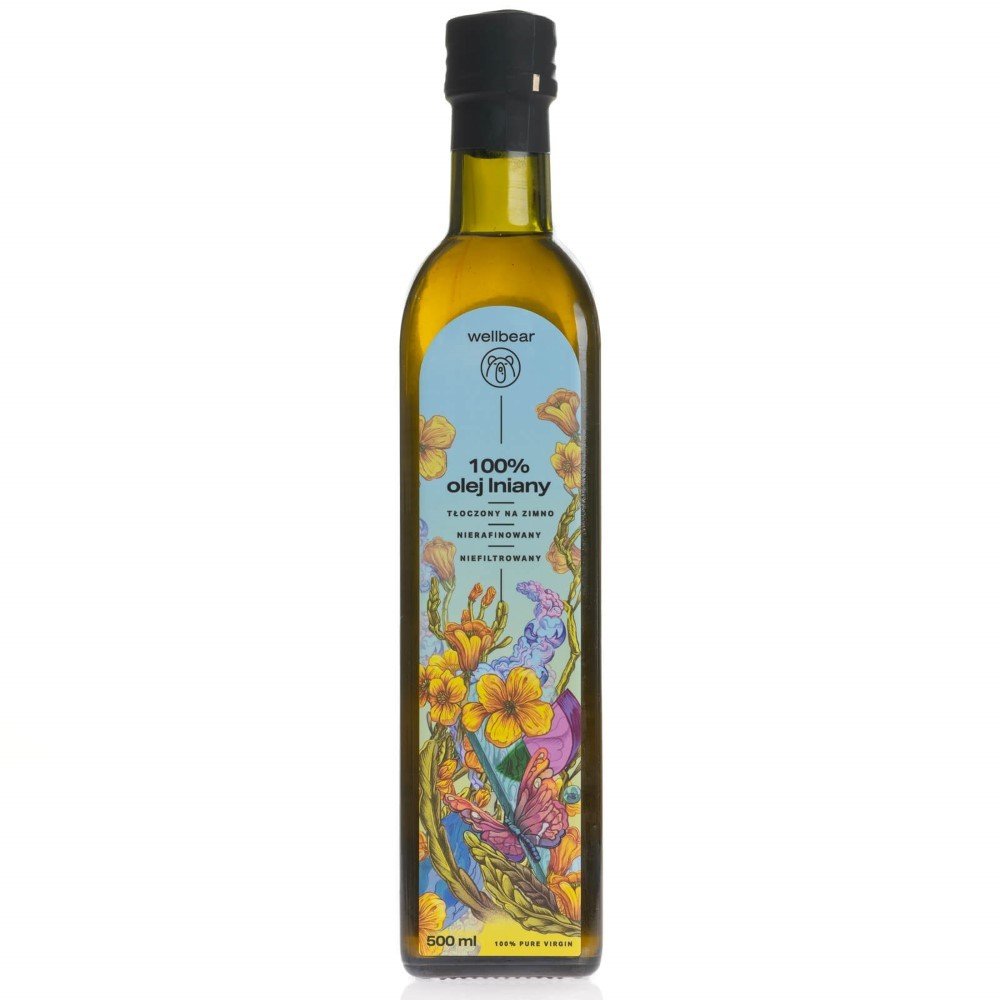 Wellbear Olej lniany zimnotłoczony - 500 ml