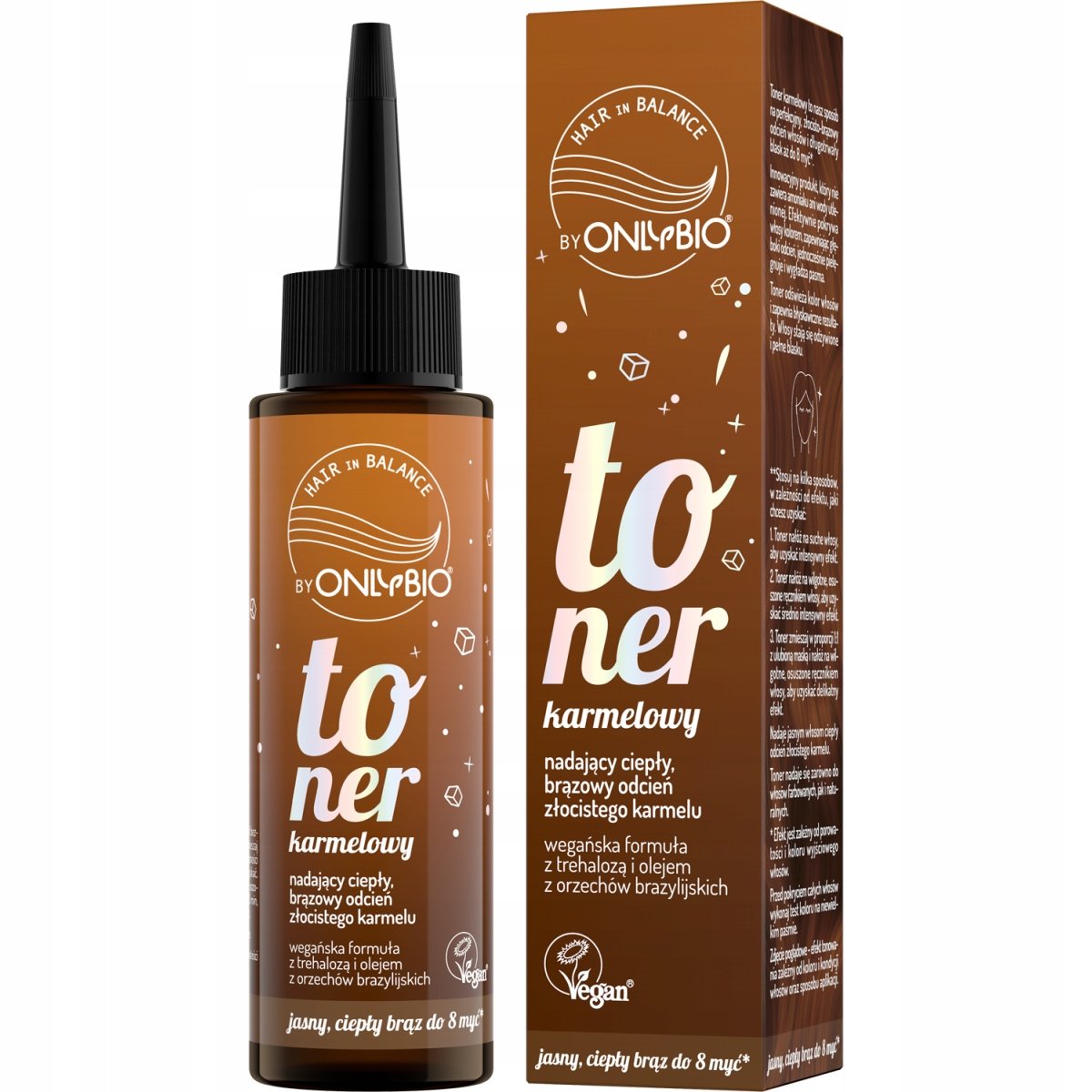OnlyBio, Toner Do Włosów Karmelowy Ciepły Brązowy Odcień, 100ml