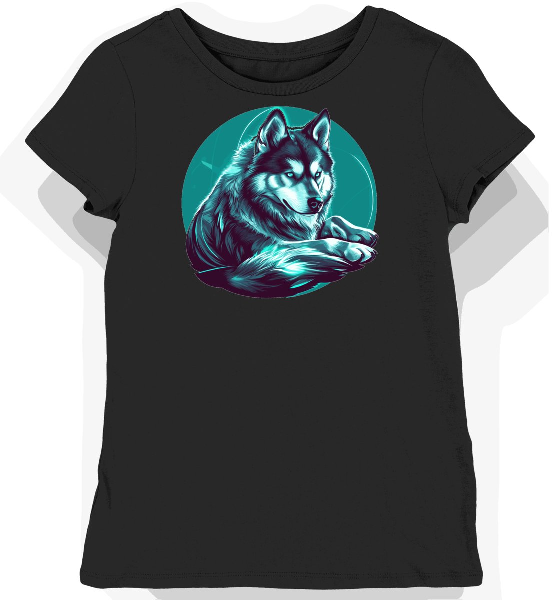 Koszulka damska czarna z nadrukiem Alaskan Malamute XS