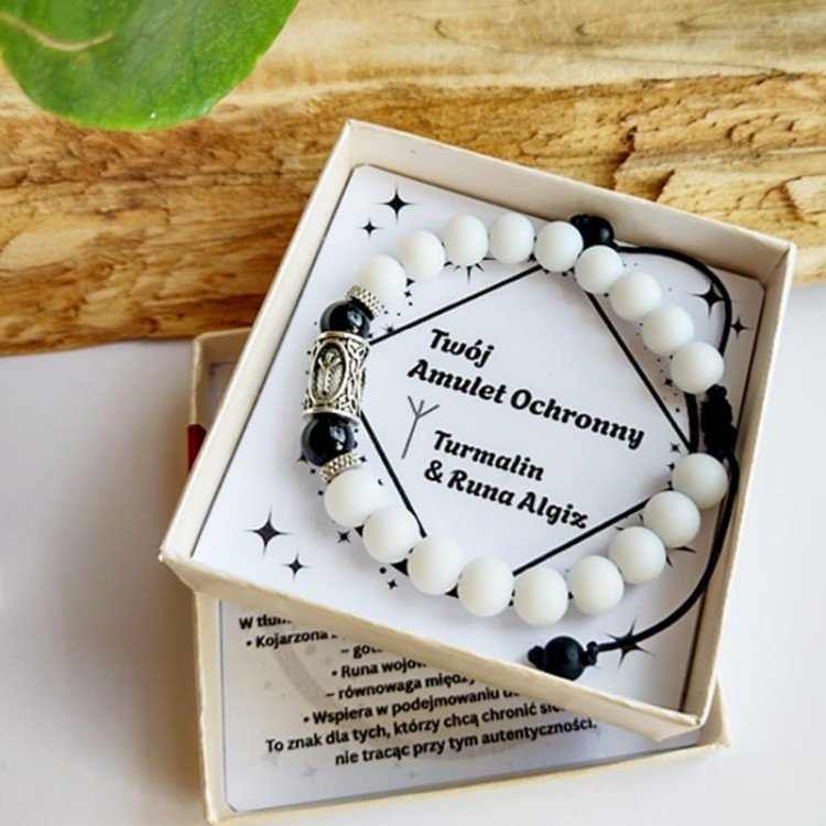 Bransoletka Damska Twój Amulet Ochronny Turmalin & Runa Algiz/GiovanniDivine