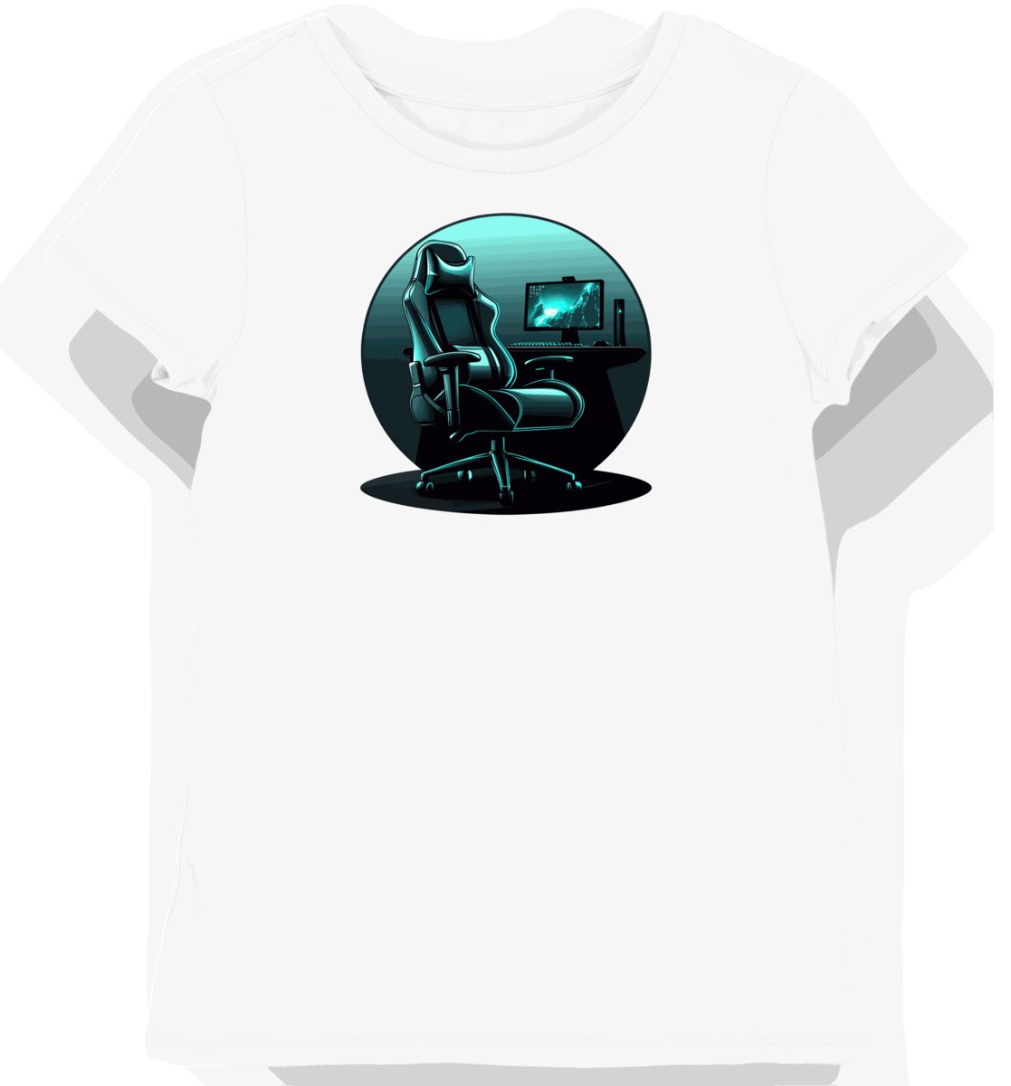 Koszulka damska biała z motywem esportowego fotela L