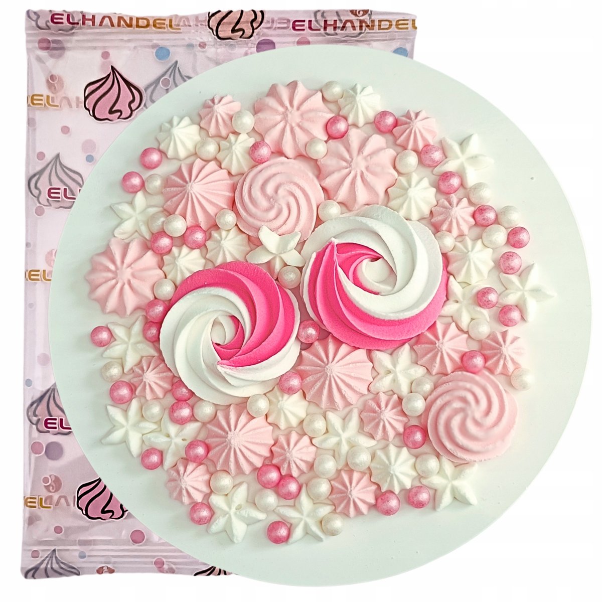 Posypka ozdoby na tort bezy dekoracje urodzinowe kolorowe beziki perełki