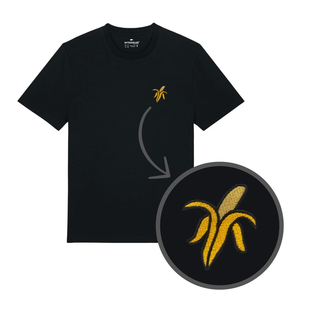 Haftowany T-shirt - BANAN - czarny 3XL