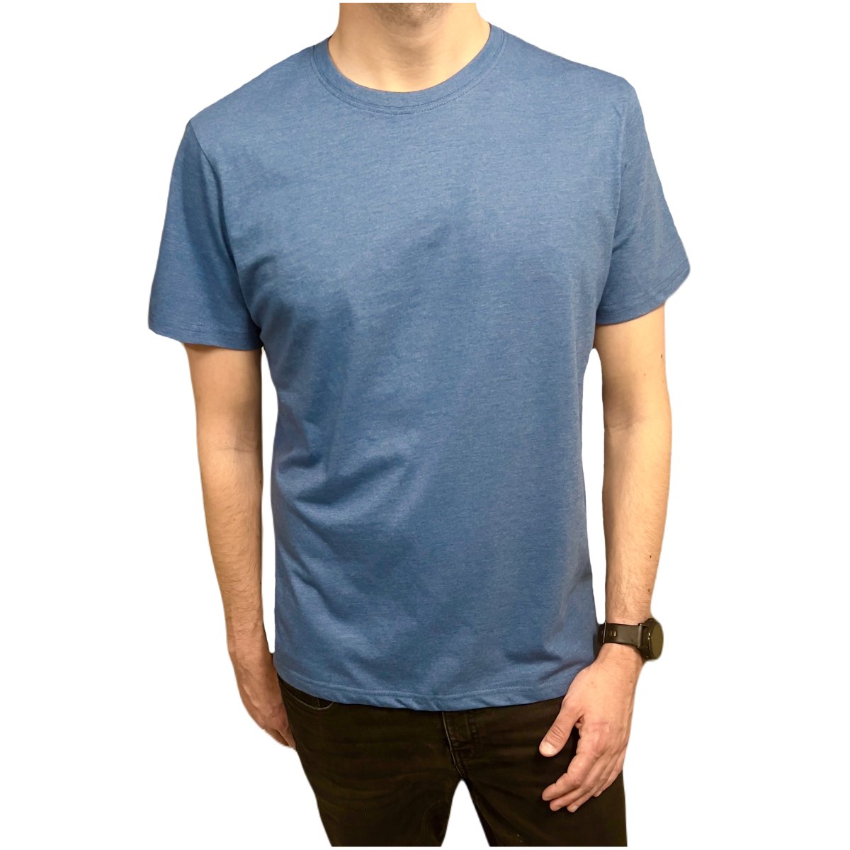 T-shirt męski gładki koszulka jeans melanż XXL