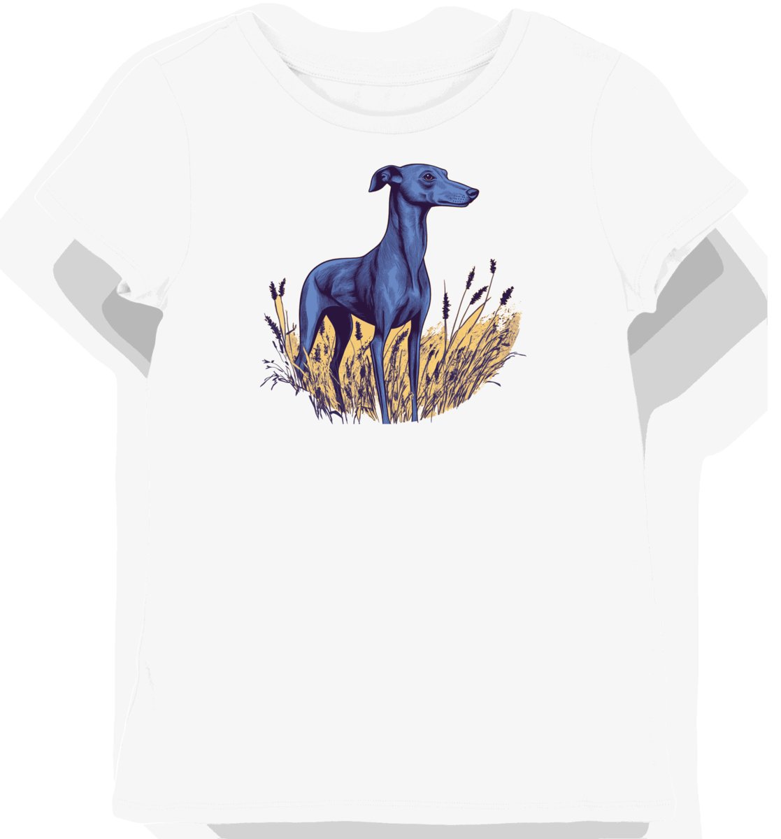 Koszulka damska biała z nadrukiem eleganckiego charta XS