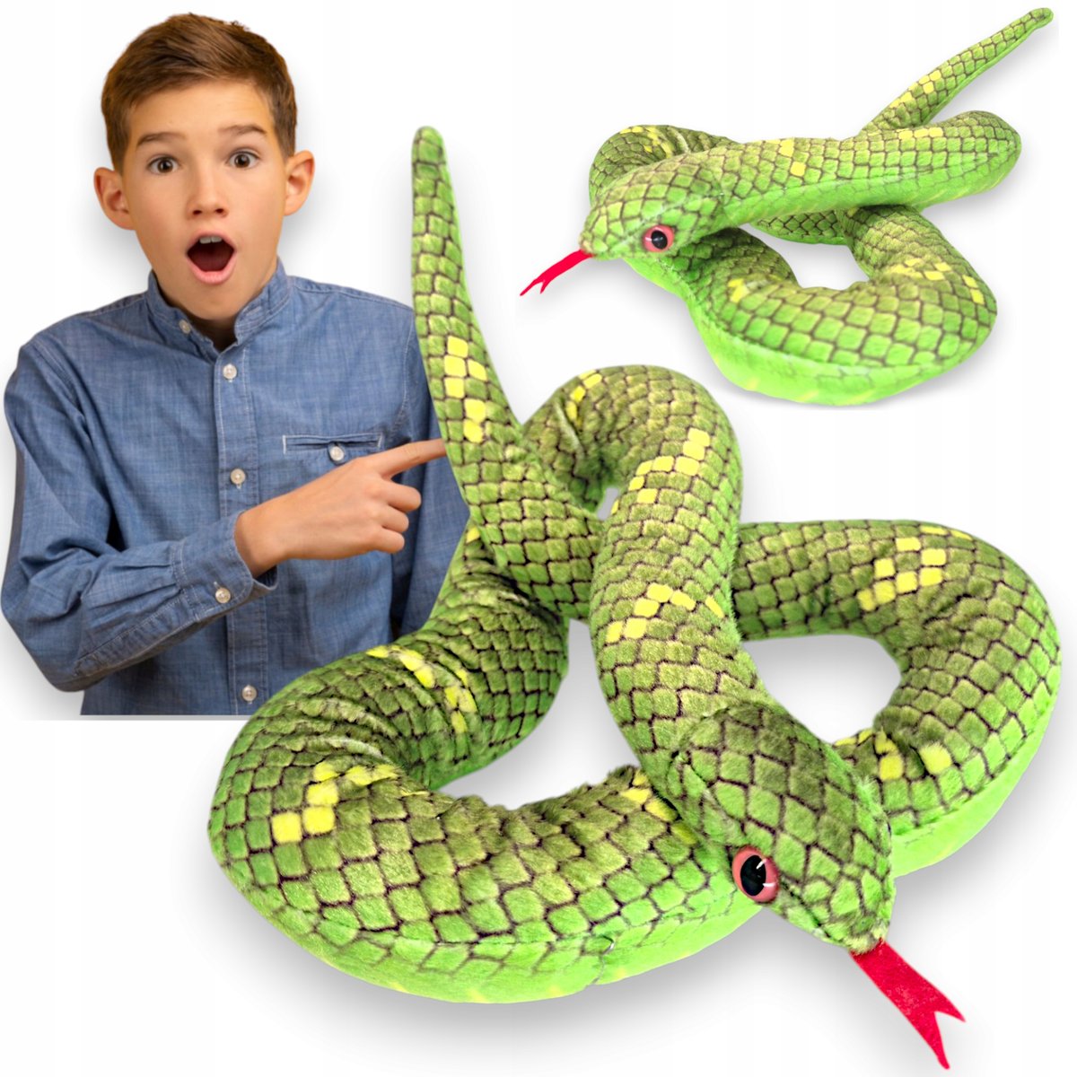 WĄŻ PLUSZOWY DŁUGI MAMBA Przytulanka Maskotka Paluszak JAK ŻYWY