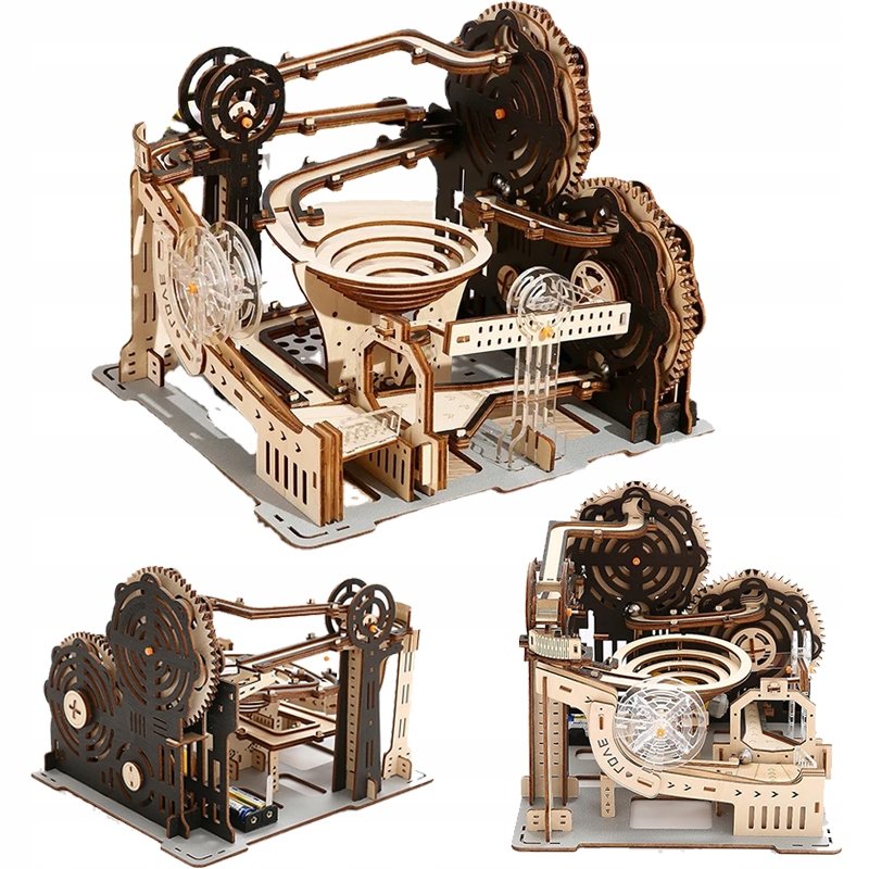 PUZZLE 3D DREWNIANY MECHANICZNY RUCHOMY MODEL DIY TOR KULKOWY DO SKŁADANIA