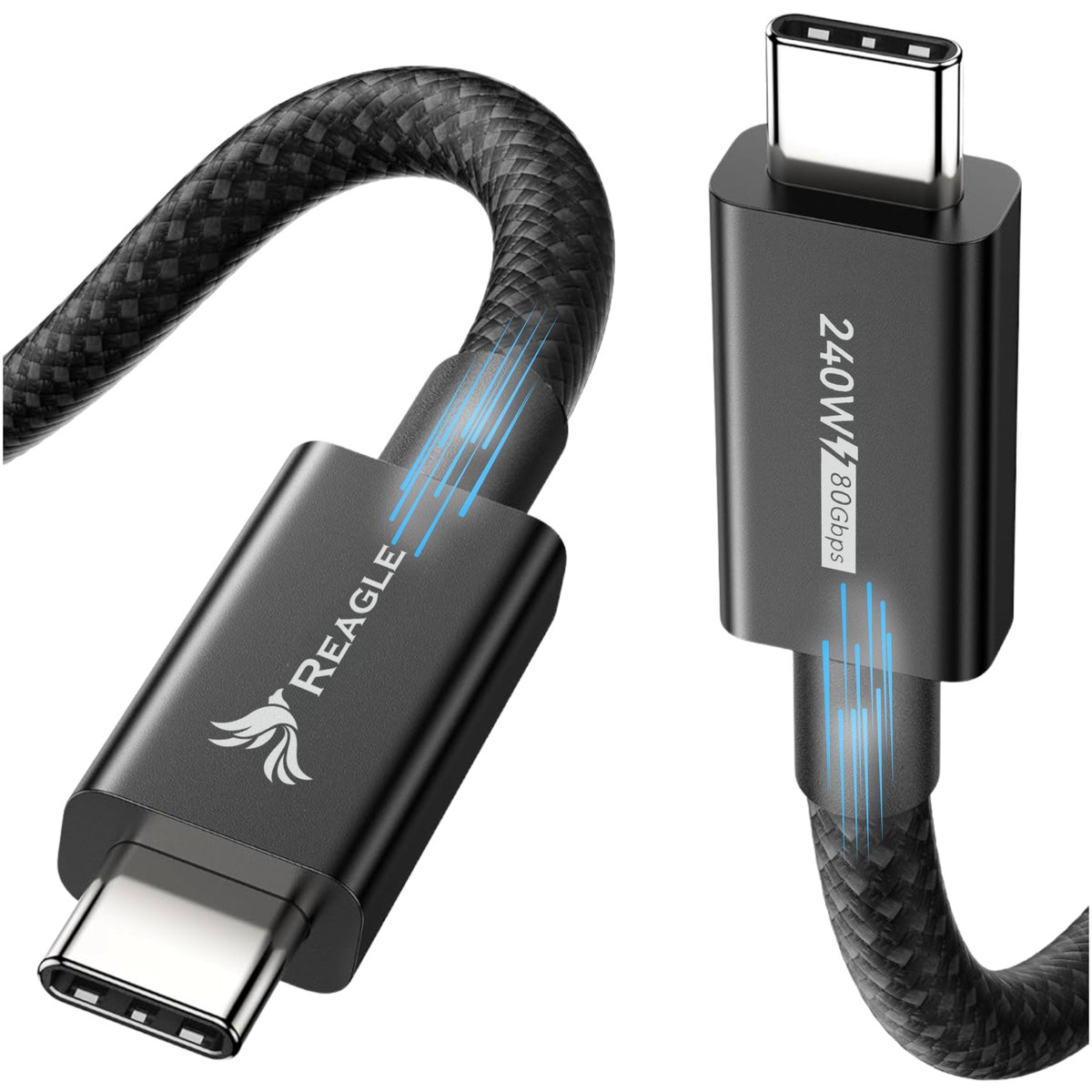 REAGLE Kabel THUNDERBOLT 5 USB-C PD 240W 16K 80 Gbps USB4, Macbook Pro 14 16 0,5m