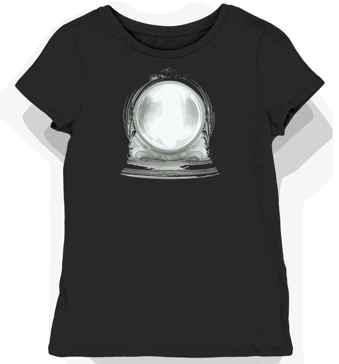 Koszulka damska czarna z nadrukiem kryształowej kuli XS