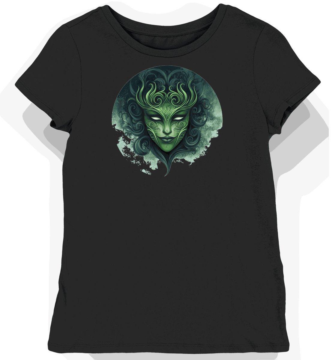 Koszulka damska czarna z nadrukiem Loki maska M