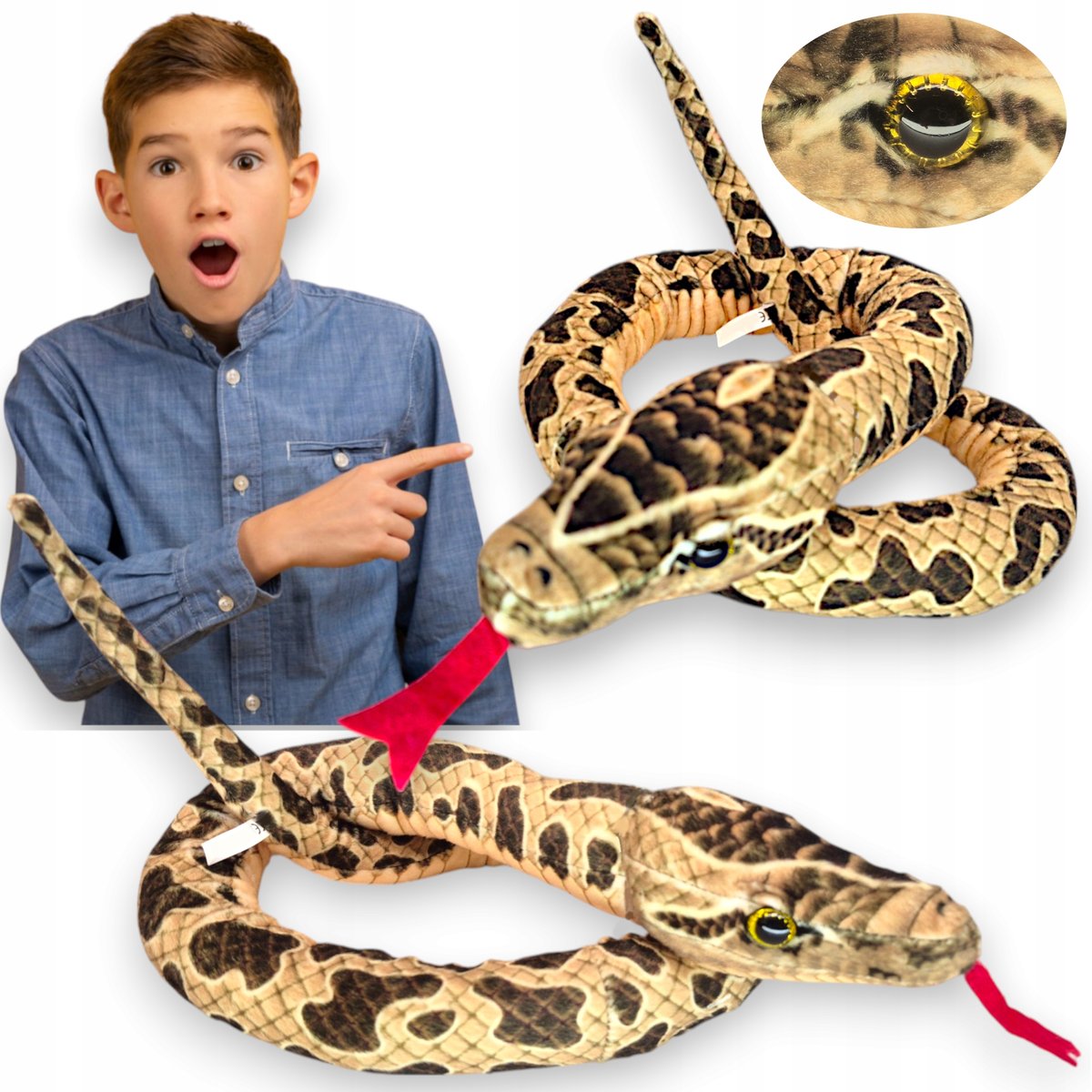 WĄŻ PLUSZOWY BOA dusiciel DŁUGI Przytulanka Maskotka Paluszak JAK ŻYWY