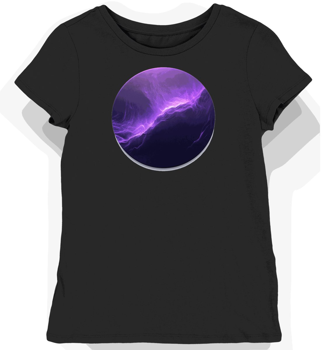 Koszulka damska czarna z motywem e-sportowym w odcieniach fioletu XXL