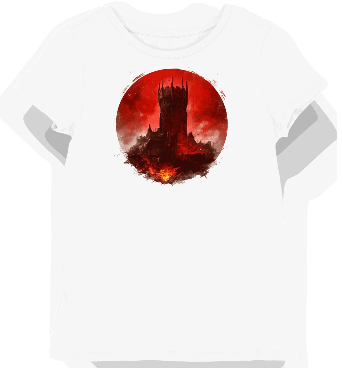 Koszulka damska biała z nadrukiem czerwonej wieży oblężniczej XXL
