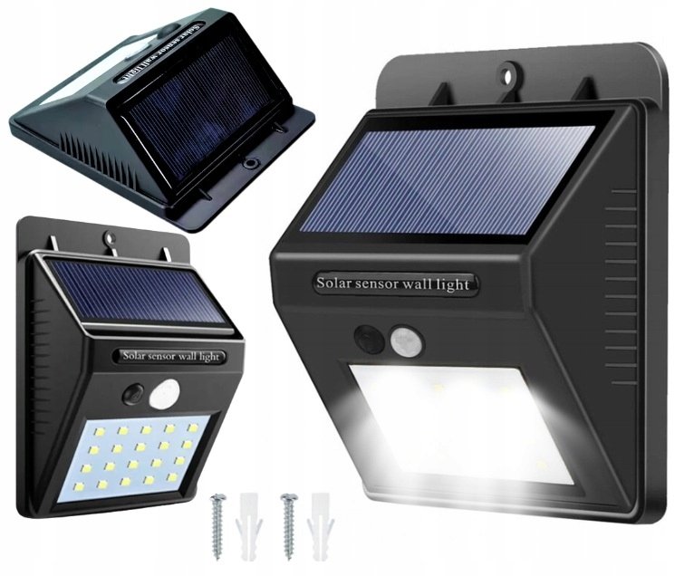 LAMPA SOLARNA LAMPKA LED Z CZUJNIKIEM RUCHU OGRODOWA ULICZNA NA ELEWACJE