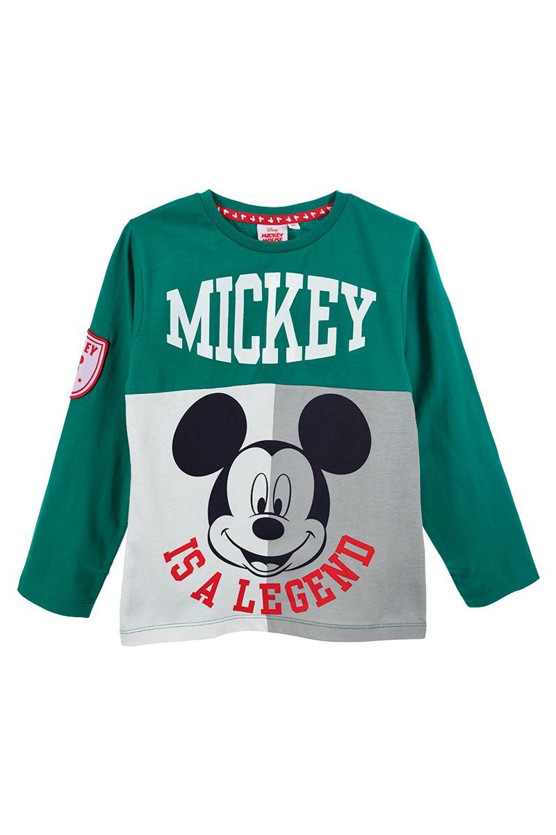 Bluzka dla chłopca, długi rękaw, Disney, Myszka Mickey, bawełna, kolor zielony, rozmiar 128 cm