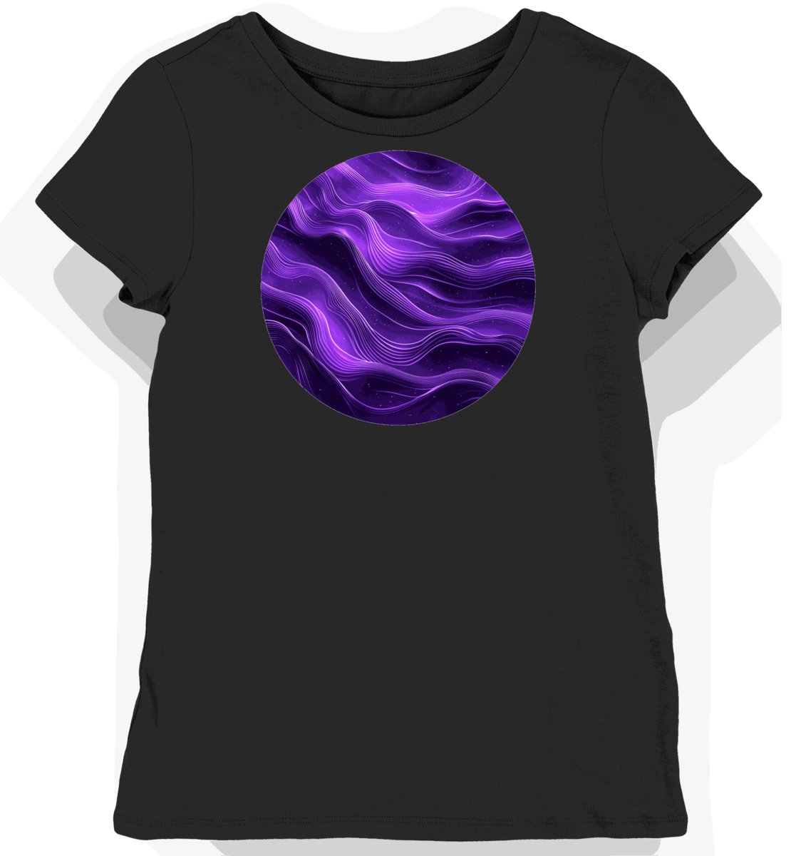 Koszulka damska czarna z nadrukiem fali Esportowej S