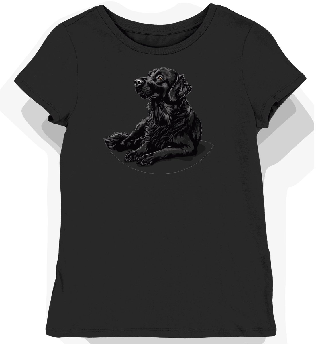 Koszulka damska czarna z nadrukiem psa Flat-Coated Retriever XXL