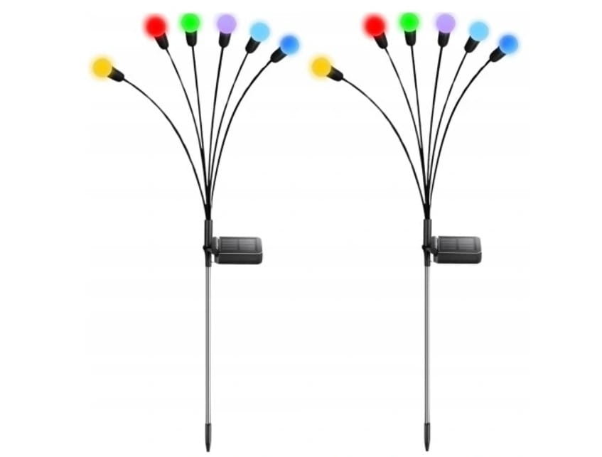 2x lampki solarne RGB wbijane ogrodowe kulki 8x LED