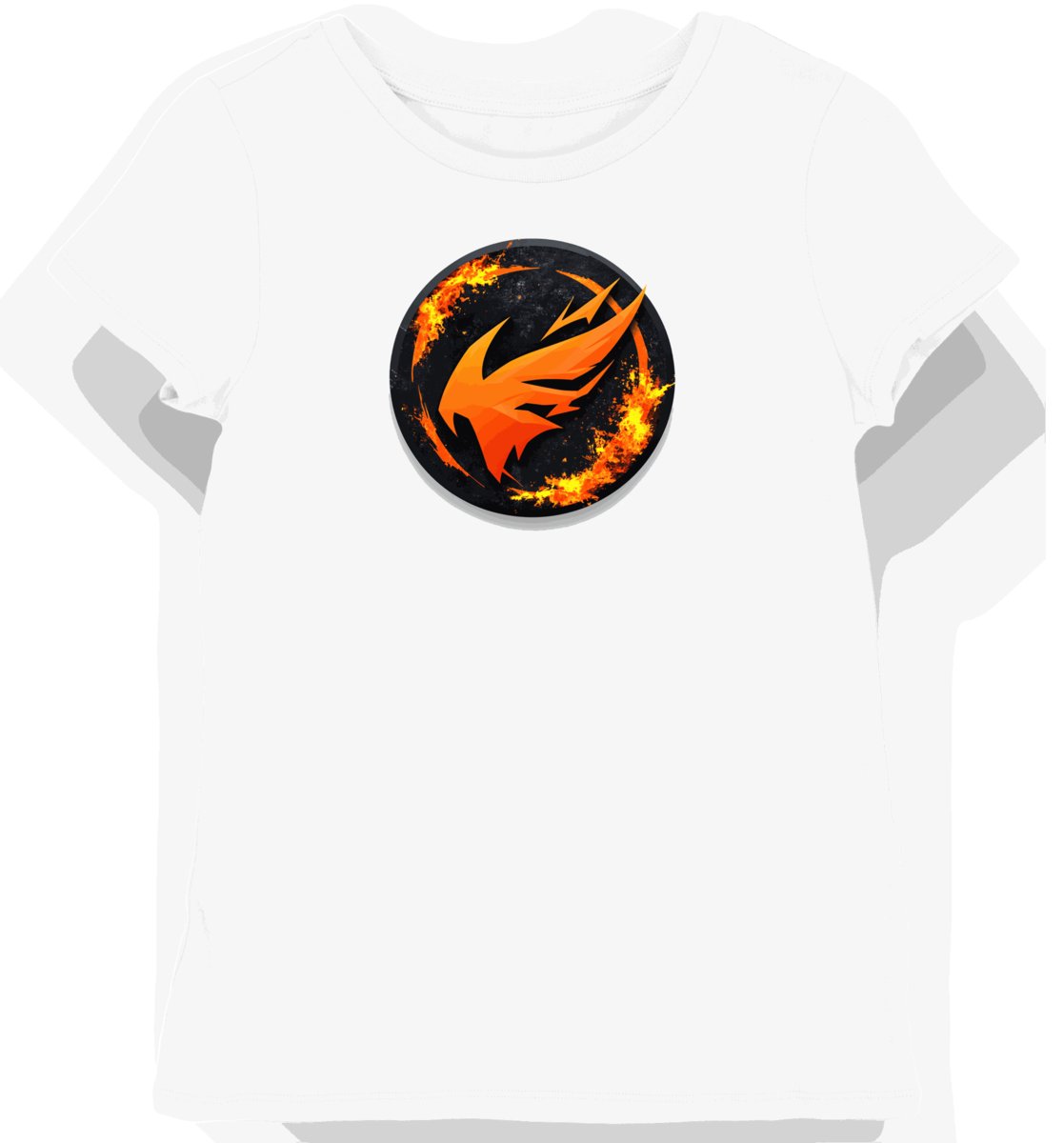 Koszulka damska biała z nadrukiem esportowym w pomarańczu L