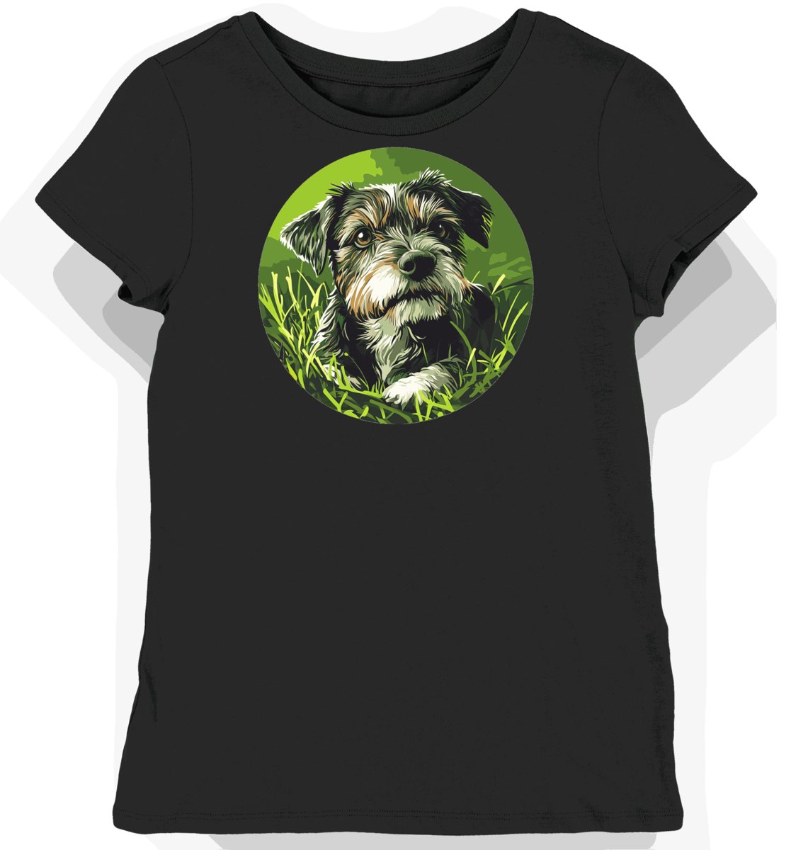 Koszulka damska czarna z nadrukiem Border Terrier L