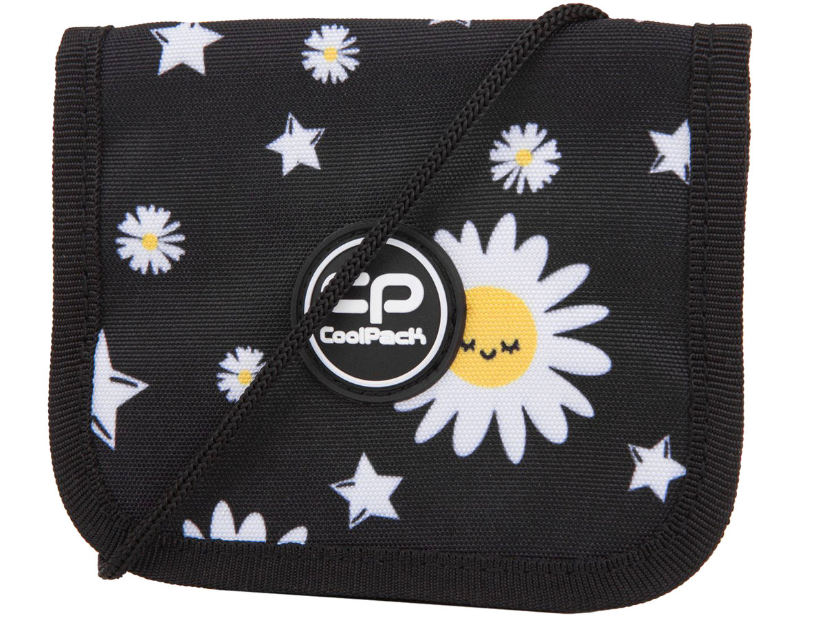 COOLPACK Dziecięcy PORTFEL na Sznurku na Rzep Kwiaty NILL DAISY BLACK