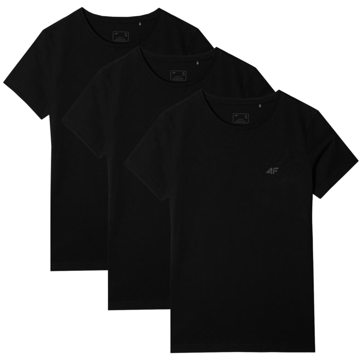 4F T-shirt damski (ZESTAW KOSZULEK 3 SZT.) 3P-SS-4FWMM00TTSHF2255-20S Czarny Roz. XS