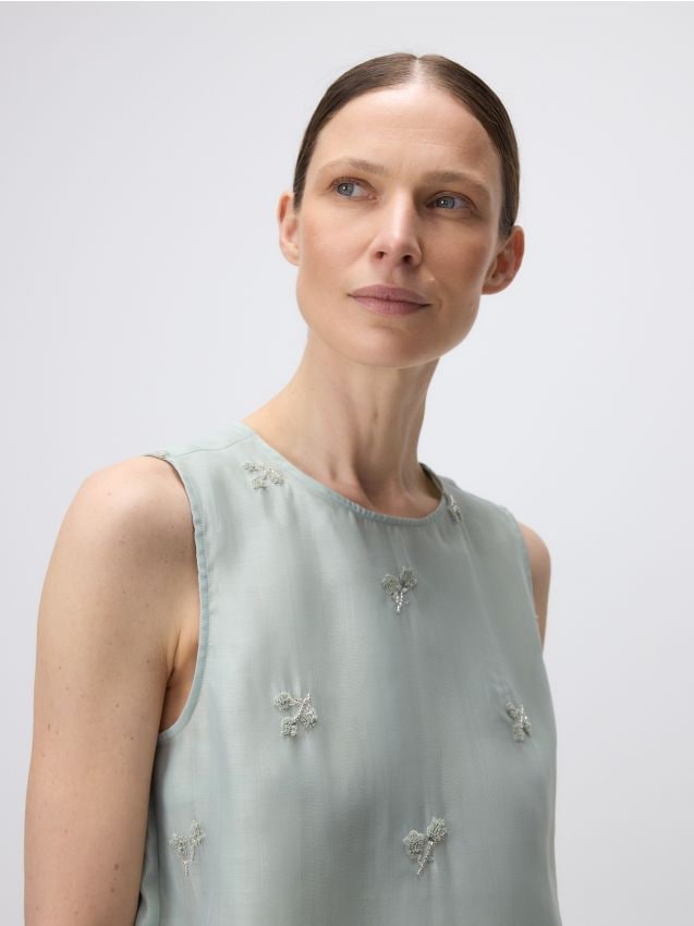 Reserved - Bluzka z ozdobnym haftem - miętowy