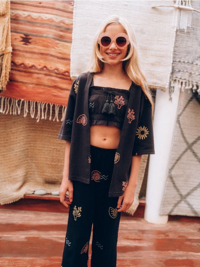 Reserved - Zestaw kimono z topem - ciemnoszary