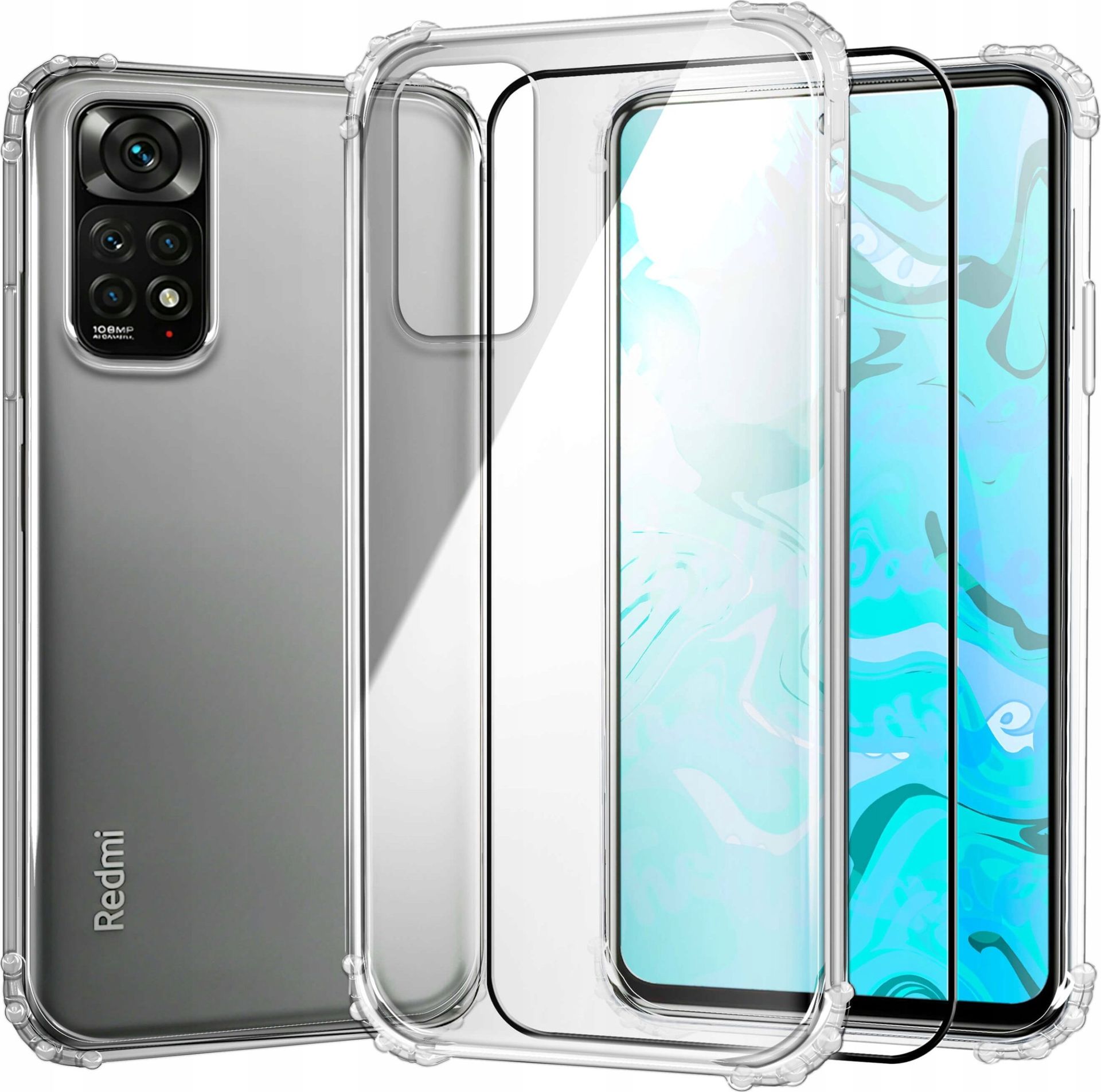 Hello Case Etui Xiaomi Redmi Note 11 / 11s Przezroczyste,Pancerne Szkło Pełne 9H