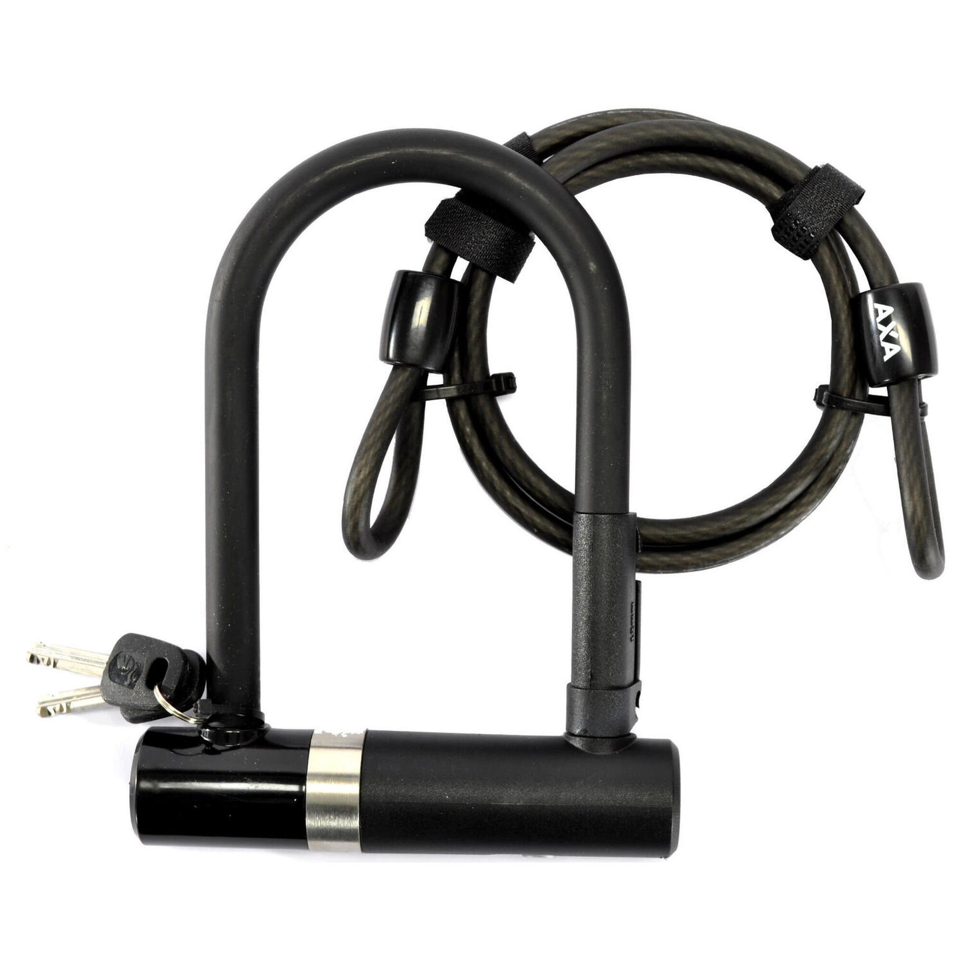 AXA Newton Ul Mini 150/14 With 100/8 Double Loop Cable Key Black
