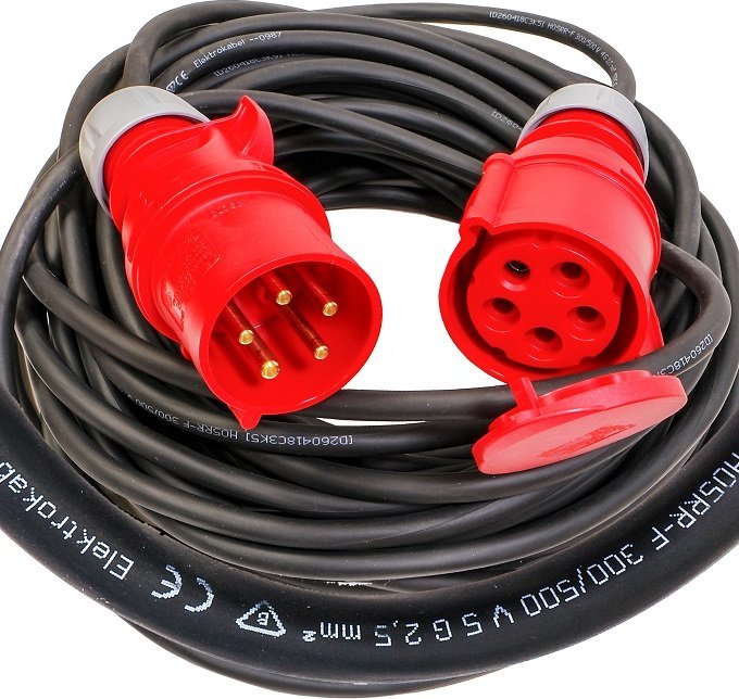 Mojeledy Przedłużacz gumowy OW 5x2,5 z/u gn wt 5p 32A 20m