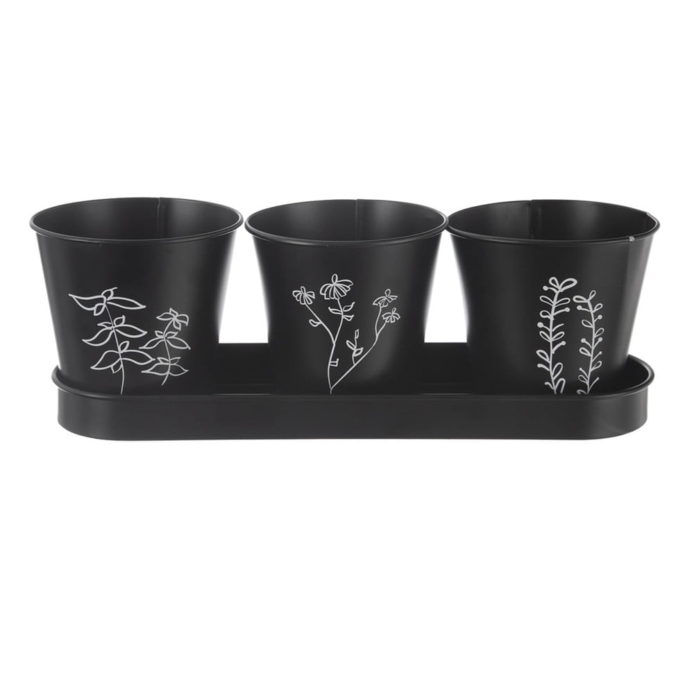 Metalowe doniczki na zioła zestaw 3 szt. ø 11 cm Black – Orion