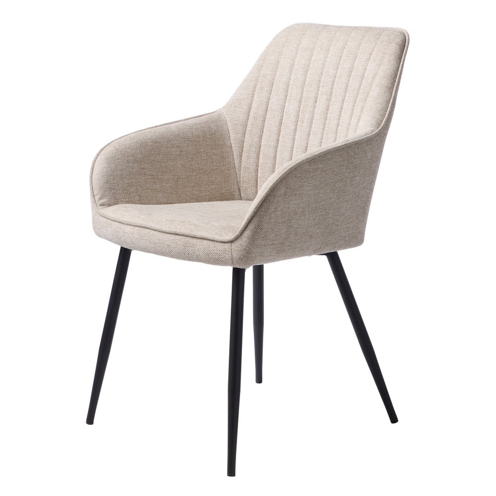 Beżowy tapicerowany fotel jadalniany z podłokietnikami Nolan – Unique Furniture