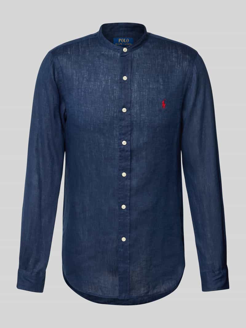 Koszula lniana o kroju slim fit ze stójką