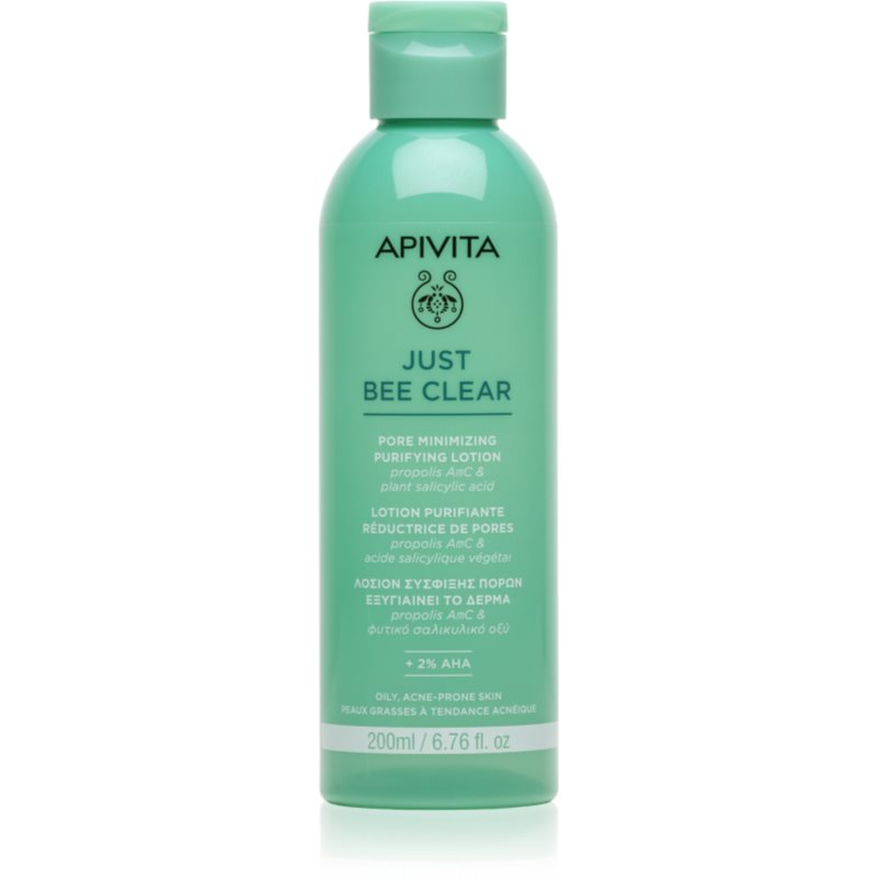 Apivita Just Bee Clear Pore Minimizing Lotion zabiegi na rozszerzone pory i zaskórniki 200 ml